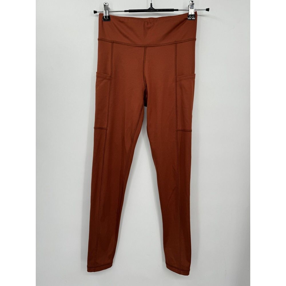 Aeropostale Small Leggings Women‎ Rust Brown High Rise Side Pockets Athletic